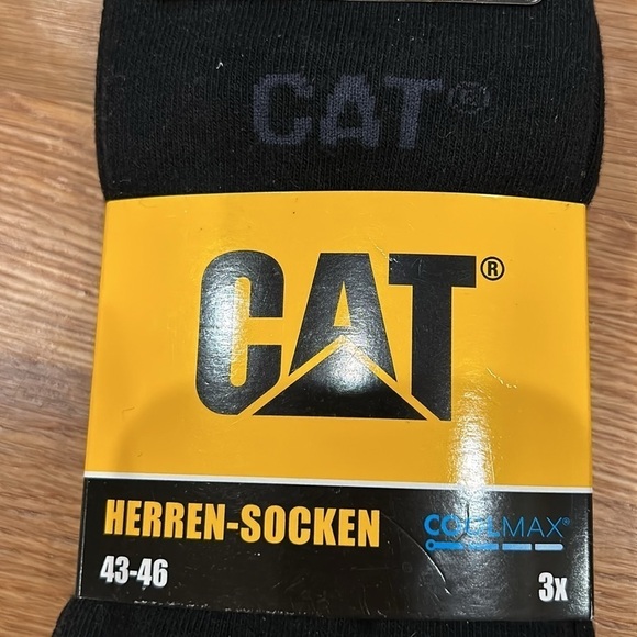 CAT Herren-Socken Cool max black cotton socks 43/46 3 pairs new w tag - Picture 2 of 4